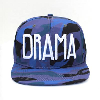 China COMMON Blast Embroidery Customized Canvas Structured Flat Brim Snapback Caps Hats For Men for sale