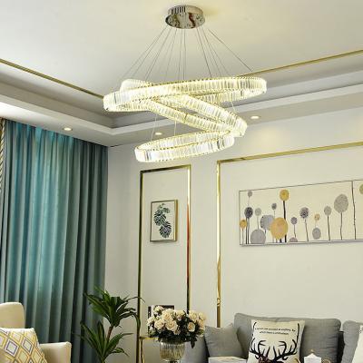 China Modern Luxury Modern Single Rotary Double Hanging Crystal Chandelier for sale