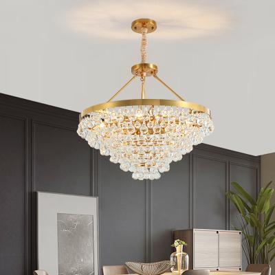 China Modern Decorative Modern Copper Chandelier Crystal Villa Fixture Lighting for sale