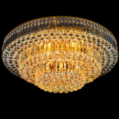 China Modern Modern Round Gold Crystal Ceiling Light Chandeliers for sale