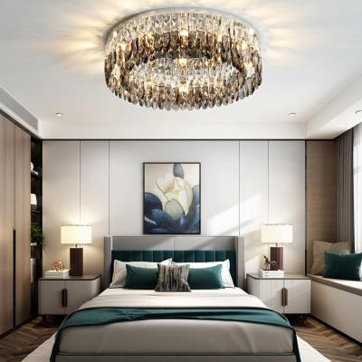 China Modern Round Lead Crystal Indoor Ceiling Lights For Bedroom for sale