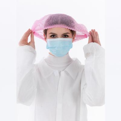 China Single Elastic& Single / Double Elastic Cleanroom Elastic Hair Net Disposable Medical Nonwoven Double Head Cap Cover for sale