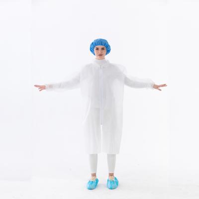 China Long Sleeves Disposable Lab Coat Pp/sms Nonwoven Lab Visit Gown With Knitted Cuff And Collar Multiple Colors Real Factory Available for sale