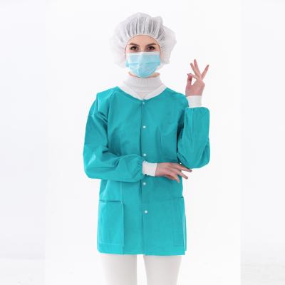 China Knit Cuff SMS Lab Visitor Coat Disposable Nonwoven Medical Lab Protective Clothing Class I / Dental Disposable Elastic Cuff Operation Coat CE for sale