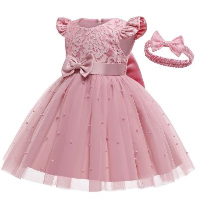 China LZH Anti-wrinkle Baby Clothing Girl Princess Dress Baby Lace Flower Wedding 1st Birthday Baptism Tutu Dress for sale