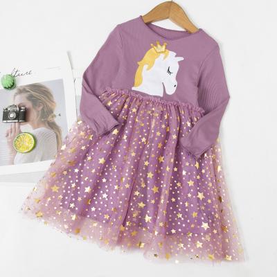 China LZH Viable Spring Girl's Unicorn Dresses Kids Clothing Children's Princess Dress Easter Costume Long Sleeves for sale