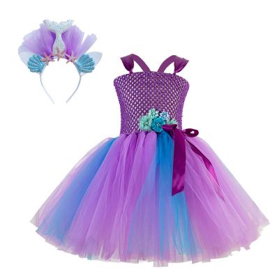 China Anti-wrinkle LZH Kids net yarn tutu princess costume girls birthday party mermaid dress Children Fancy Easter Cospaly for sale