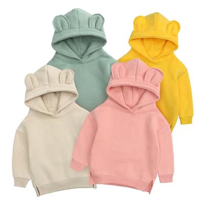 China LZH Toddler Baby Boy Girls Sweatshirt Spring Anti-Shrink Infant Clothes Kids Fleece Bear Ears Hooded Hoodies for sale