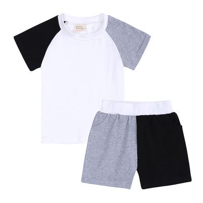 China LZH Thermal Clothes Newborn Infant Shorts Home Service Suit Splicing Summer Baby Pajamas Two-piece Sets for sale