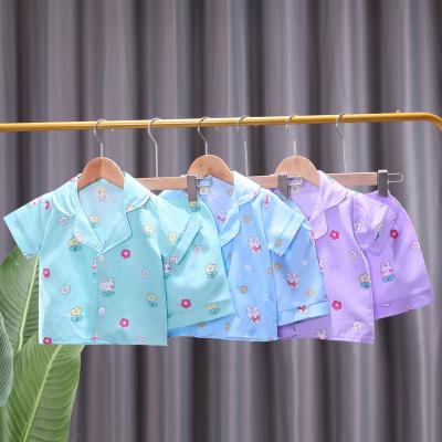 China 2022 New Cartoon Summer Children's Suit Lapel Pajamas Breathable Short Sleeve Shorts Suit Baby Infant Casual Comfortable Two-piece Sui for sale