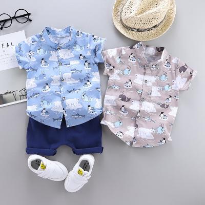 China New LZH Casual Summer Children's Clothing Baby Boys Suit Animal Print Fashion Shorts Sleeve Shirts Set for sale