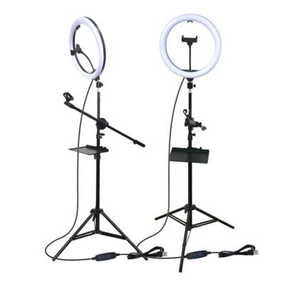 China Live Shine Casting Live Phone Holder Ring Light with Tripod Socket Stand Led Mobile Ring Support Adjustable for sale