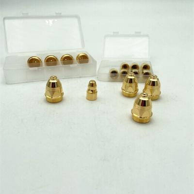 China Industry Design Plasma Cutting Torch Tip Gold Nozzle Cutting With Pana P80 for sale