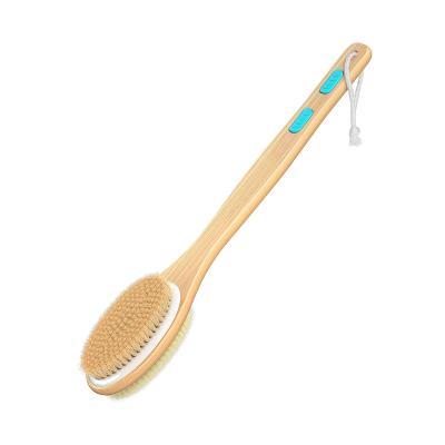 China Long handle shower brush with soft, stiff bristles exfoliating the skin and a gentle double-sided scrub brush exceptionally long wooden handle for sale