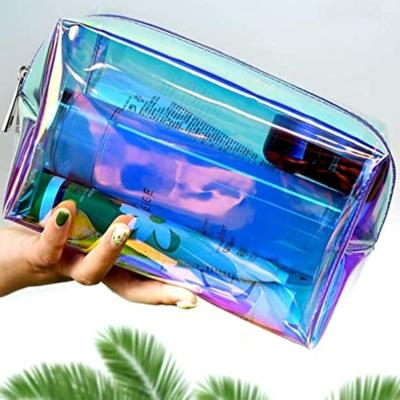 China Soft-grip handle; Custom Zipper Women PVC Clear Cosmetic Bag Plastic Transparent Travel Glitter Makeup Bag for sale