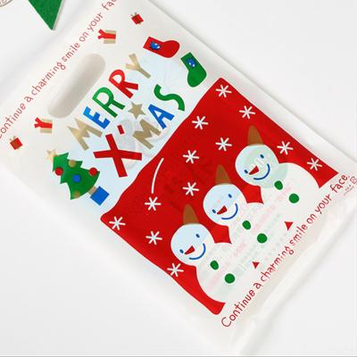 China Shock Resistance Plastic Christmas Snowman Pattern 20X30CM Gift Packaging Shopping Bag for sale