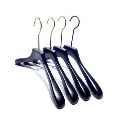 China SHOW Men's Premium Matte Thick Black Clothes Wood Hanger for sale