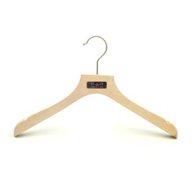 China SHOW Custom Cheap Unpainted Wooden Women's Hanger With Metal Plate for sale