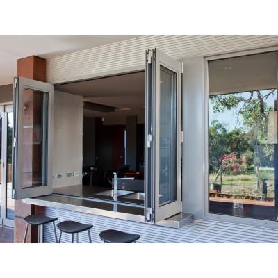 China Sound Insulation Security Saga Custom Bi-Fold Aluminum Patio Bifold Doors for sale