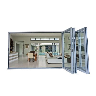 China sound insulation saga bifold doors aluminum cheap folding glass patio doors for sale