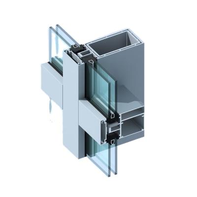 China Contemporary aluminum glass window aluminum profile insulator lowes glazed curtain wall aluminum alloy tempered glass curtain wall for sale