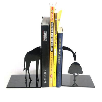 China Black Minimalist Metal Book Iron Stand Holder Desktop Magazine Textbook Novels Bookends Organizer for sale