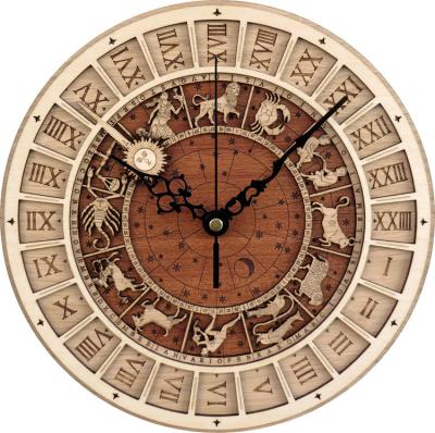 China Creative wall clocks of radio Venice astronomical wooden clock living room quartz clock twelve for sale