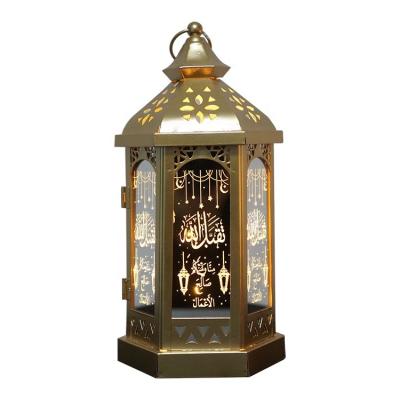 China Candlelight Ramadan Eid Mubarak Custom Metal Wind Lamp Romantic Opens Lantern Arabic Lighting for sale