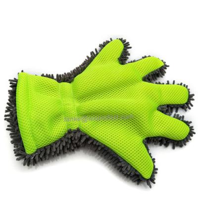 China Car Side Car Detailing Double Magic Cleaning Gloves High Quality Microfiber 5 Fingers Hand Shape Car Was Glove Chenille Glove Gloves for sale