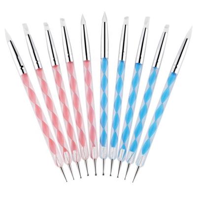 China Silicone Pen Silicone Nail Art Durable 5 PCS Double Head Point Drilling Pen Tools for sale