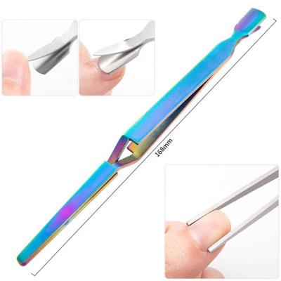 China Multifunctional Tweezers Crystal Extension Nail Shaping Durable X-type Tweezers Stainless Steel Low Price Nail Art Push Clip Manicure for sale