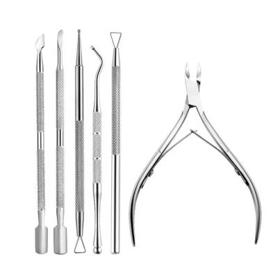 China Factory Supply Durable Stainless Steel Cuticle Remover Cutter Cuticle Pusher Spoon Nail Cleaner And Pedicure Tools for sale