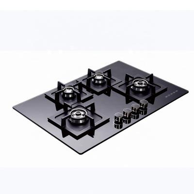 China Hotel High Quality Good Price 4 Burners Tempered Glass Gas Hob /Gas Built-in Stove With Oven for sale