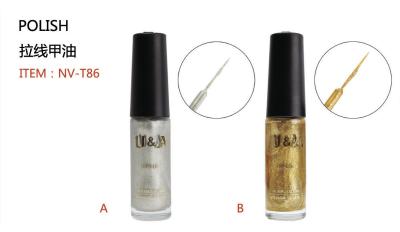 China Varnish Gold Silver Glitter Nail Lacquer / Polish Nail Art Brush Pen For Draw Line for sale