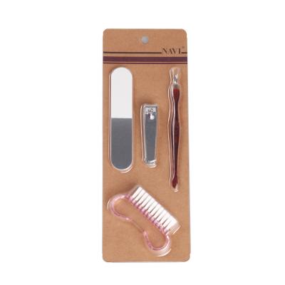 China 4 in 1 Nail Art Tools set with nail file / cuticle pusher / brush / cutter for sale