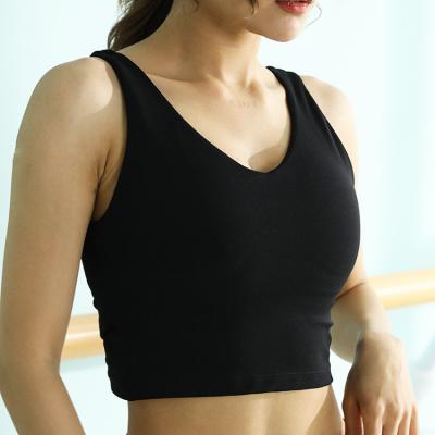 China Factory Price Breathable Competitive Sports Yoga Quick Dry Seamless Bra In Black With Special Cross Back Design In Low MOQ for sale