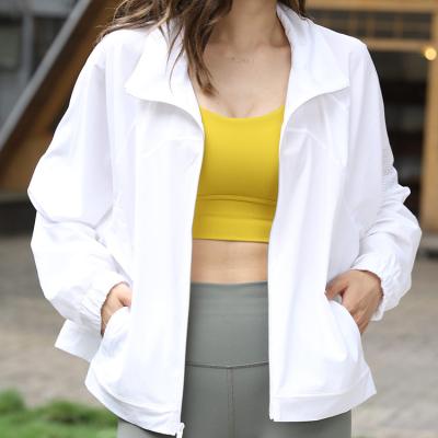 China Breathable Women Long Sleeve Loose Translucent White O-Round O-Round Casual Sports Top Jacket Fitness Yoga Clothing Blouse Shirts for sale