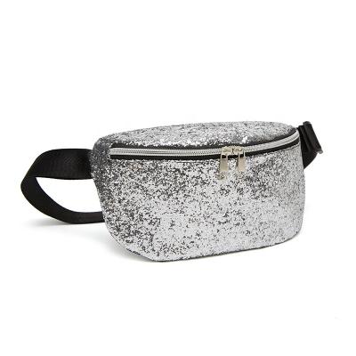 China Water Proof Large Women PU Leather Glitter Pussy Pack Waist Bag Shiny Custom for sale