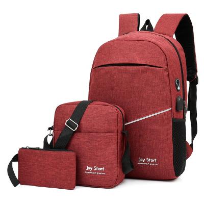 China With Cheap Polyester USB Women Men School Smart Laptop Backpack Set 3 In 1 With Usb Charging Port for sale