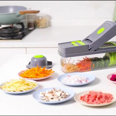 China Kitchen Viable Slicer Vegetable Cutter 14 In 1 Kitchen Multifunctional Hand Tools Vegetable Cleaver Mandoline Slicer for sale