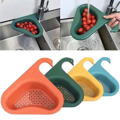 China Amazon Viable Success Drain Basket 4 Colors Swan Multifunctional Folding Drain Basket For Kitchen Sink for sale