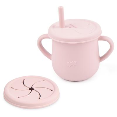 China Eco Friendly BPA Free Silicon Baby Snacks Cup With Handles Lid Silicone Cups Drink Water Feeding Food Training Cups For Babi Kids for sale