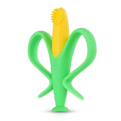 China Soft Organic Newborn Babies Toy Silicone Baby Teether Feeder Chewable Teether Toys Infant Teethers Corn Toothbrush Best Gift for sale