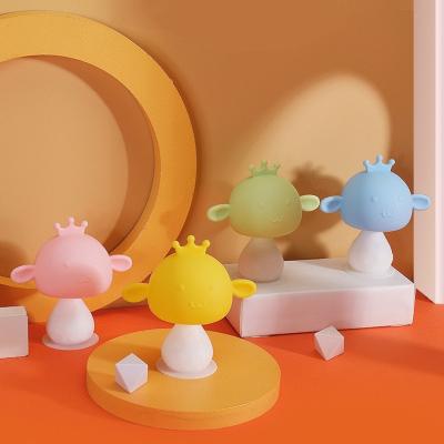 China Non-Toxic Soft Silicone Food Grade Mushroom Chewing Toy Baby Rattle Teether Infant Bite Teething Toys For Toddlers Gift for sale