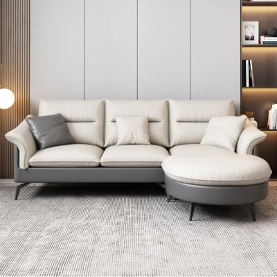 China (Others) Small Anti Fabric Sofa Sponge Latex Down Imitation Leather Sofa Set Living Room Three Modern Adjustable for sale