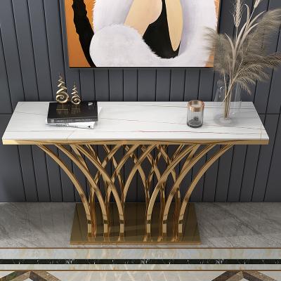 China Modern Light Luxury Postmodern Single Wall Marble Slab Porch Decoration Corridor Side Cabinet Creative Console Table for sale