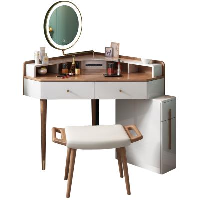 China Modern Bedroom Dresser Vanity Dresser Comoda Desktop Makeup Storage Kommode Wooden Kommode Table Set Luxury LED Light Mirror Dressers for sale