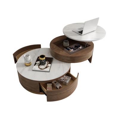 China (Other) Customized modern round adjustable home furniture professional adjustable slate coffee table set for sale