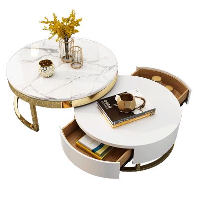 China Creative combination of round table (the other) of coffee table modern simple Nordic light luxury marble adjustable living room small family for sale