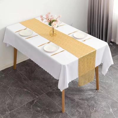 China Wholesale Beautiful Decoration Sequin Table Runner, Sequin Gold Table Runner for sale